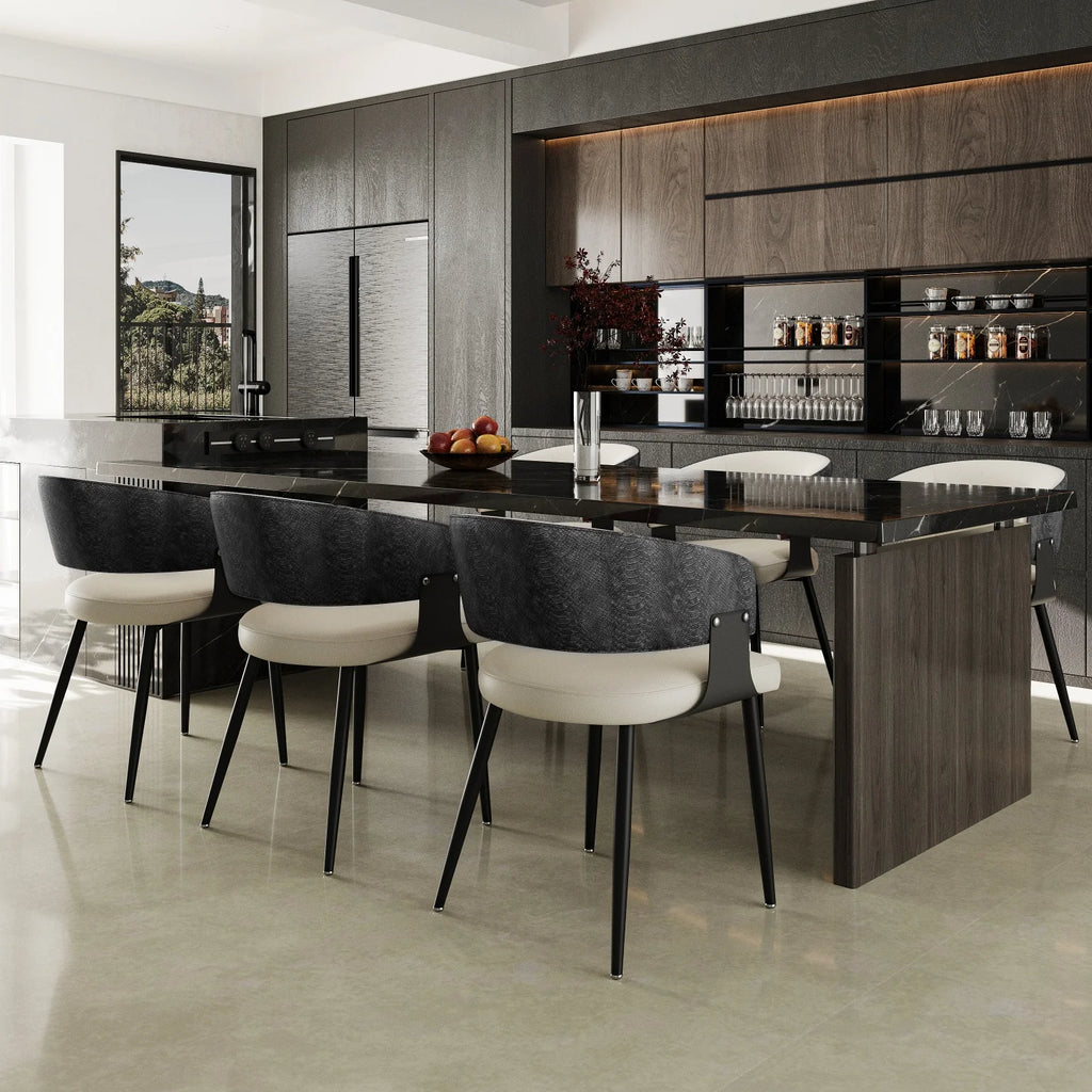 OEM Dining Chairs Microfiber Leather Upholstered Black