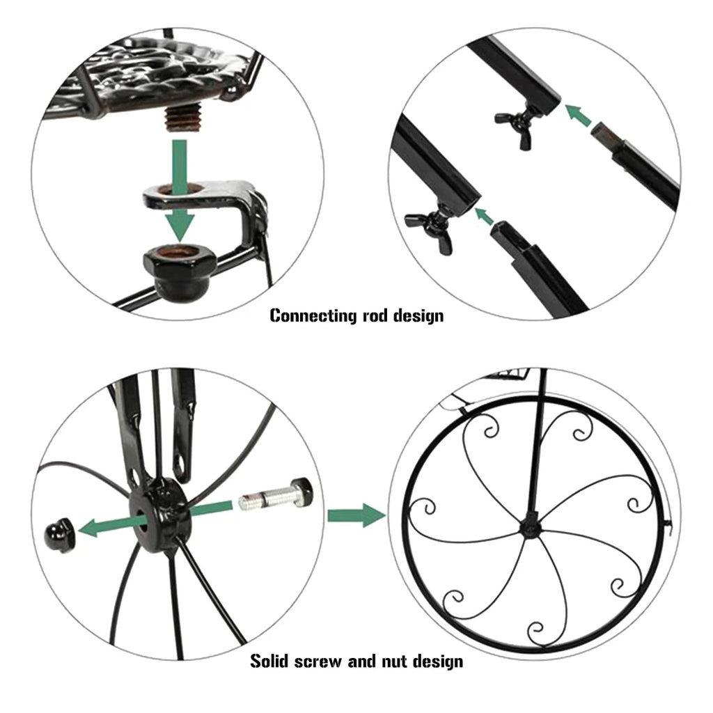 OEM Plant Stand 3-Tier Bicycle Iron Frame Black