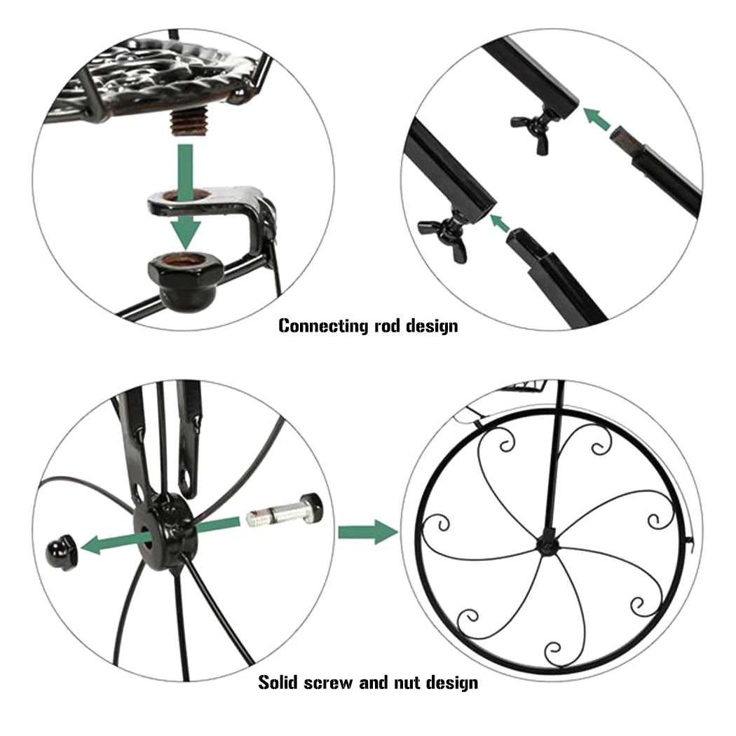 OEM Plant Stand 3-Tier Bicycle Iron Frame Black