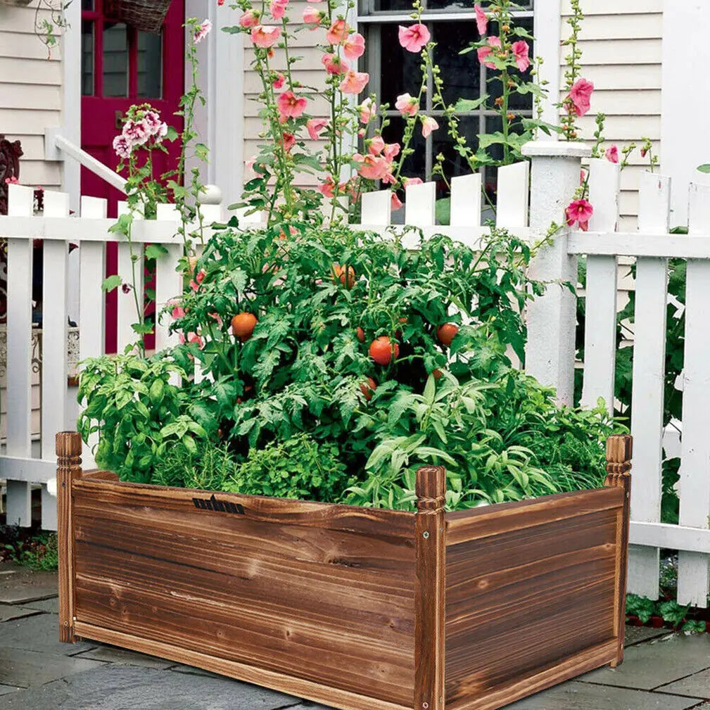 OEM Raised Planter Box Wooden Natural Wood