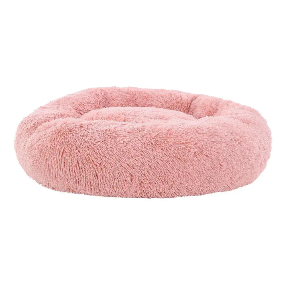 OEM Calming Plush Pet Bed Round Washable Pink Large 90cm