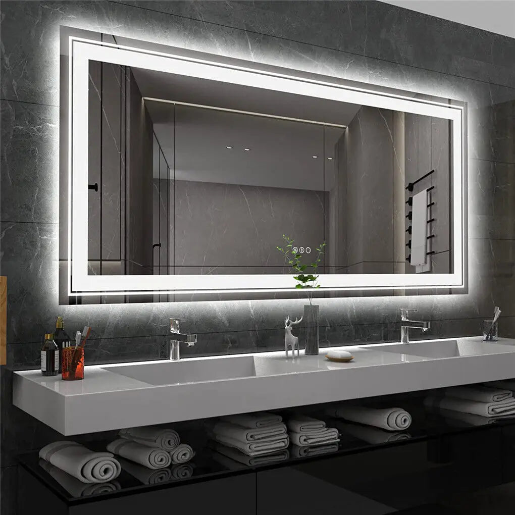 OEM Bathroom Mirror Wide LED Silver