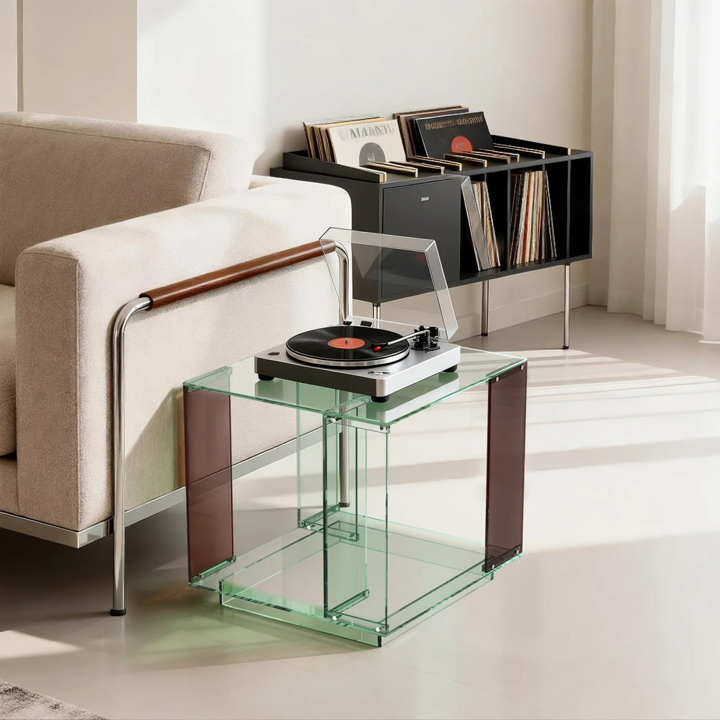 OEM Record Player Table 2-Tier Acrylic Open Storage Shelf