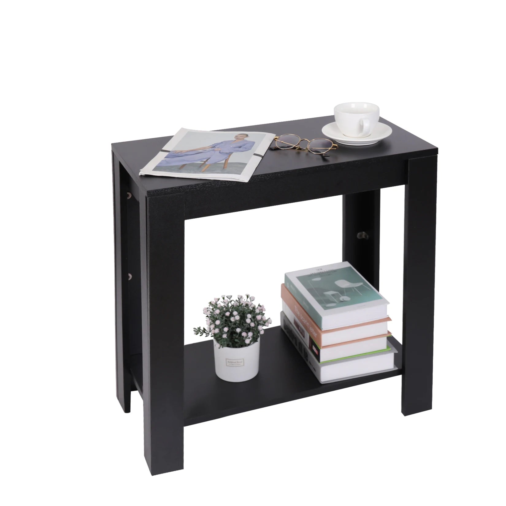 OEM End Table 2-Tier Storage Shelf Black