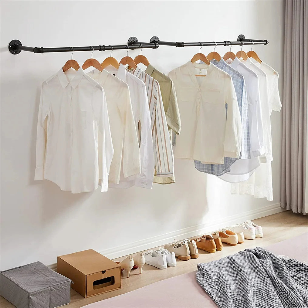 OEM Clothes Rack Wall Mounted Garment Hanging Rod Black