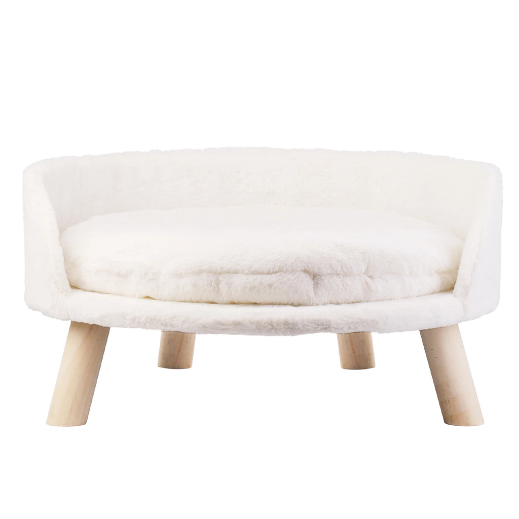 OEM Miniature Couch Velvet Upholstery Solid Stems White 60CM