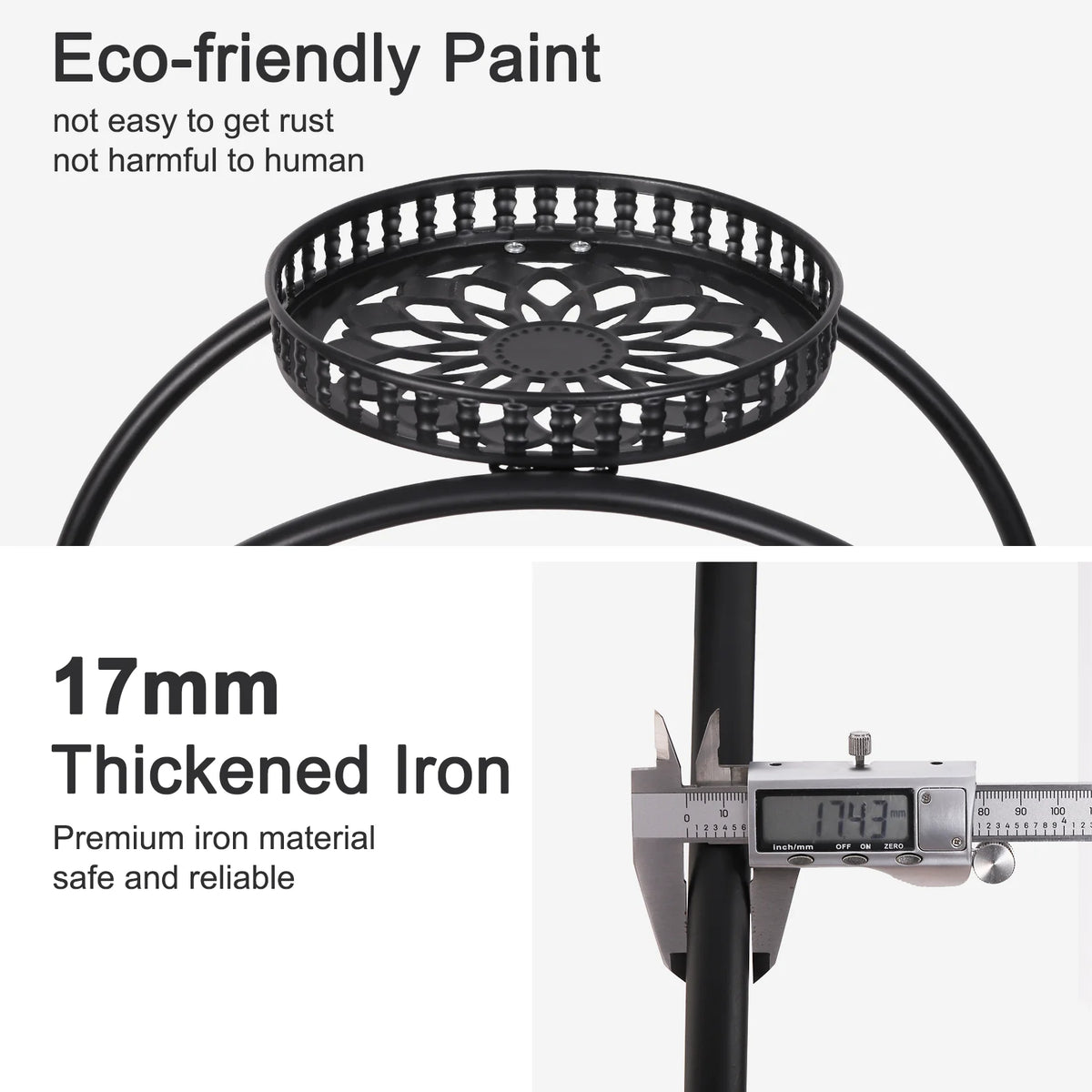 OEM Plant Stand Balcony Wheels Black 72.5x32.5x78.5CM