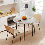 OEM Dining Table Round Sintered Stone Top Light Grey