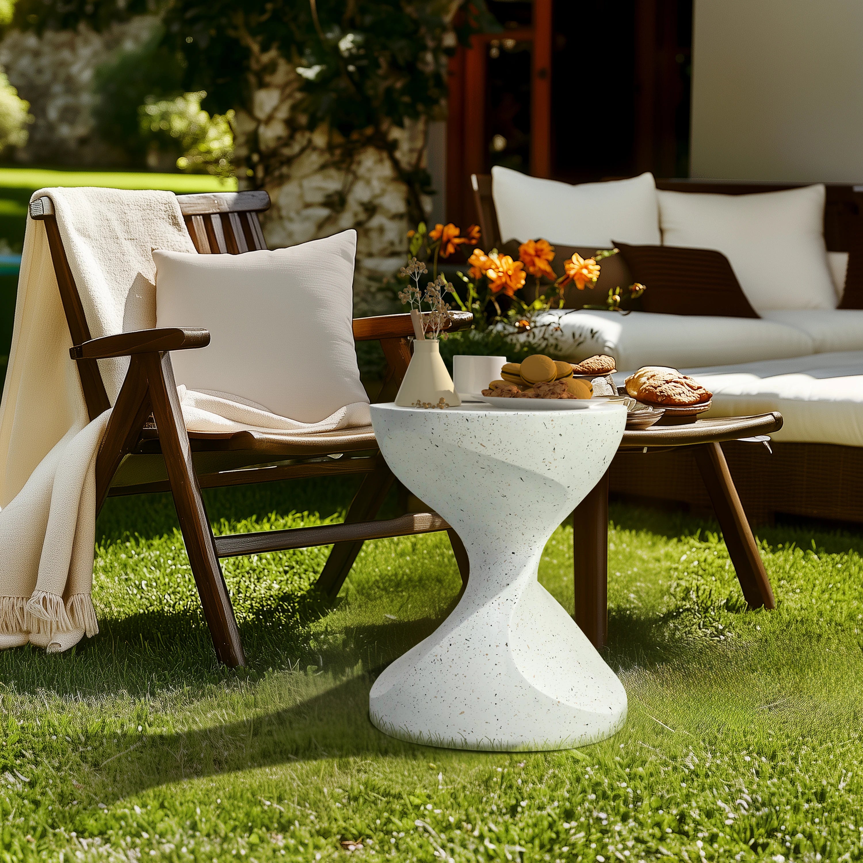 OEM Side Table Concrete Modern White
