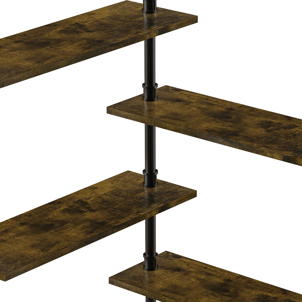 OEM Wall Wine Rack Industrial Pipe Shelves Glass Holder Rustic Brown Medium