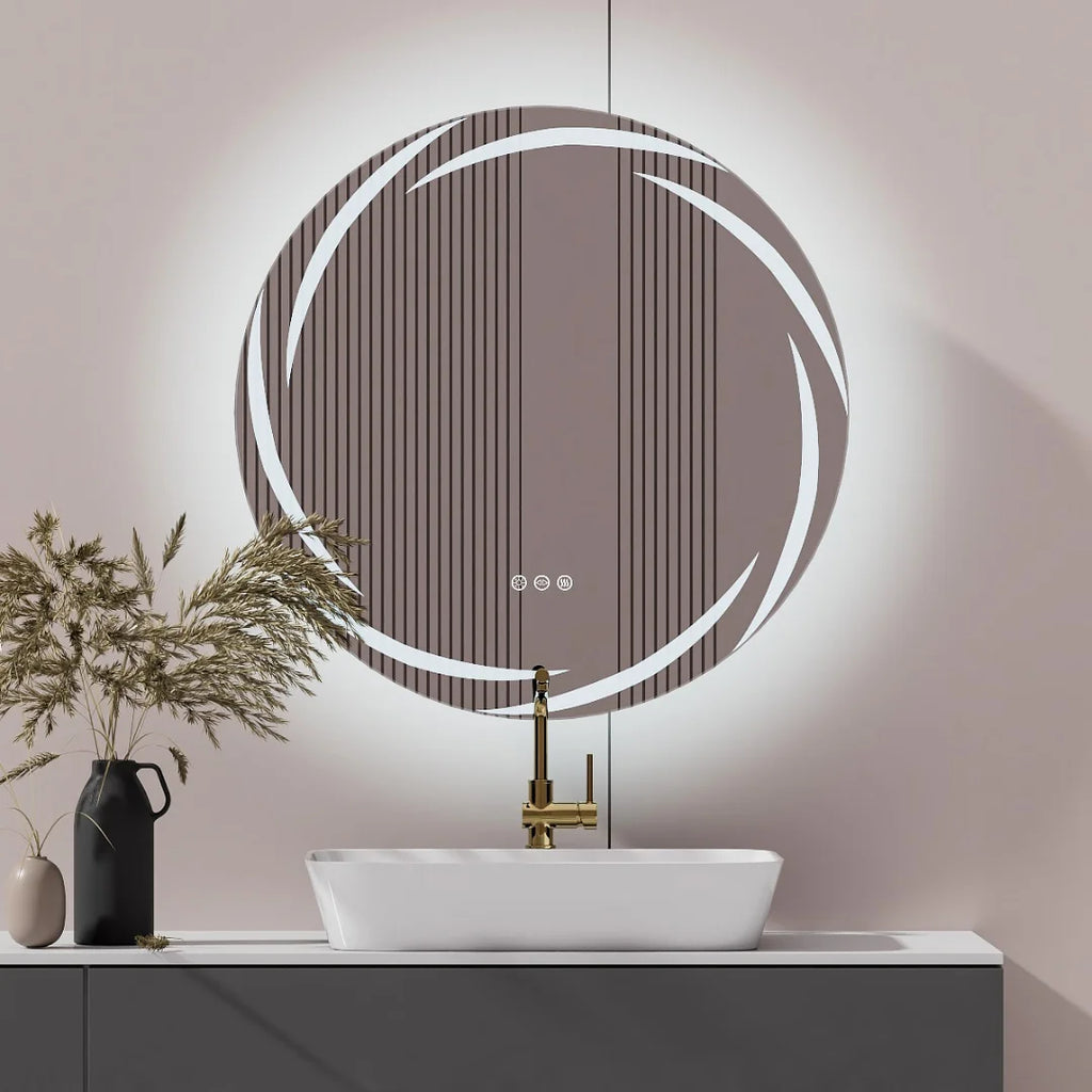 OEM Bathroom Mirror Round LED Backlit Silver