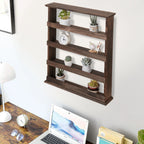 OEM Floating Shelf Wooden 4-Tier Dark Brown
