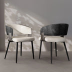 OEM Dining Chairs Microfiber Leather Wide Cushioned Seat Upholstered