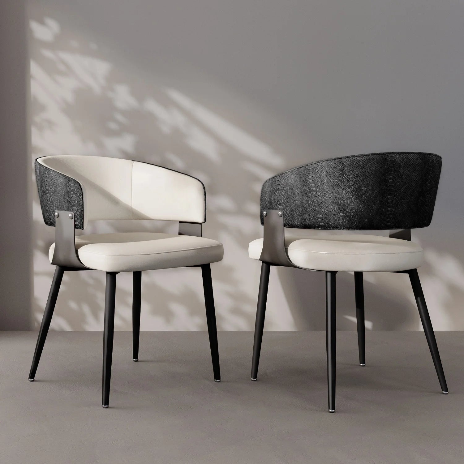 OEM Dining Chairs Microfiber Leather Upholstered Black