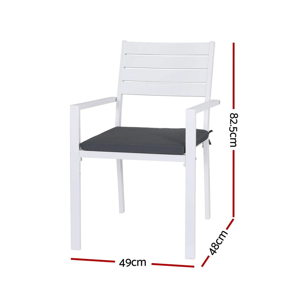 OEM Outdoor Dining Chairs Stackable Aluminium White 49x48x82.5cm