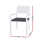 OEM Outdoor Dining Chairs Stackable Aluminium White 49x48x82.5cm