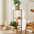 OEM Plant Stand 3-Tier Bamboo Corner Shelf Natural Wood