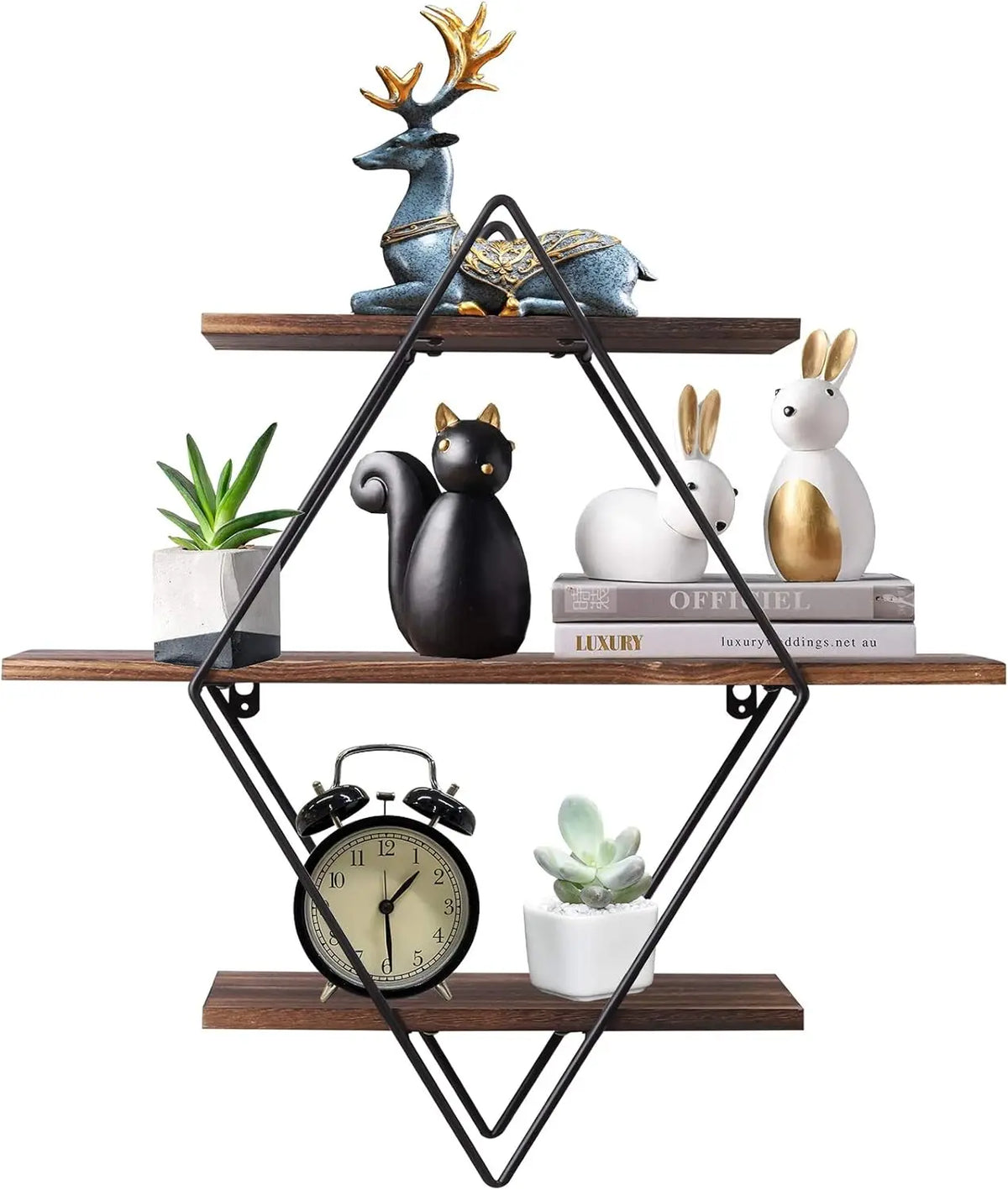 OEM Decorative Wooden Display Shelf Wall Mounted Floating Brown