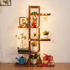 Wooden 6 Tier Plant Stand - Brown