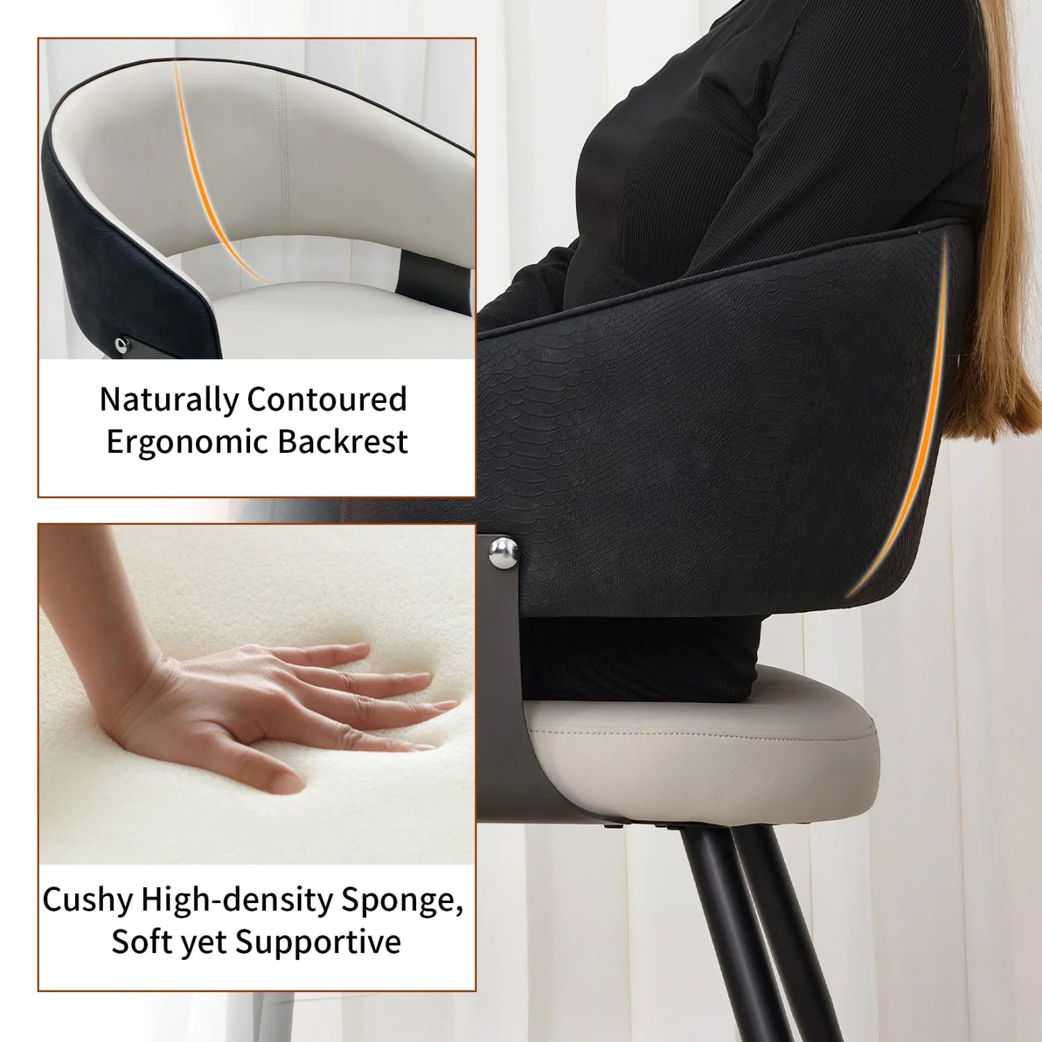 OEM Dining Chairs Microfiber Leather Wide Cushioned Seat Upholstered
