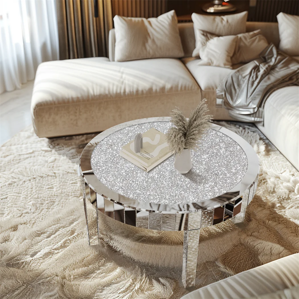 OEM Coffee Table Round Mirrored Silver