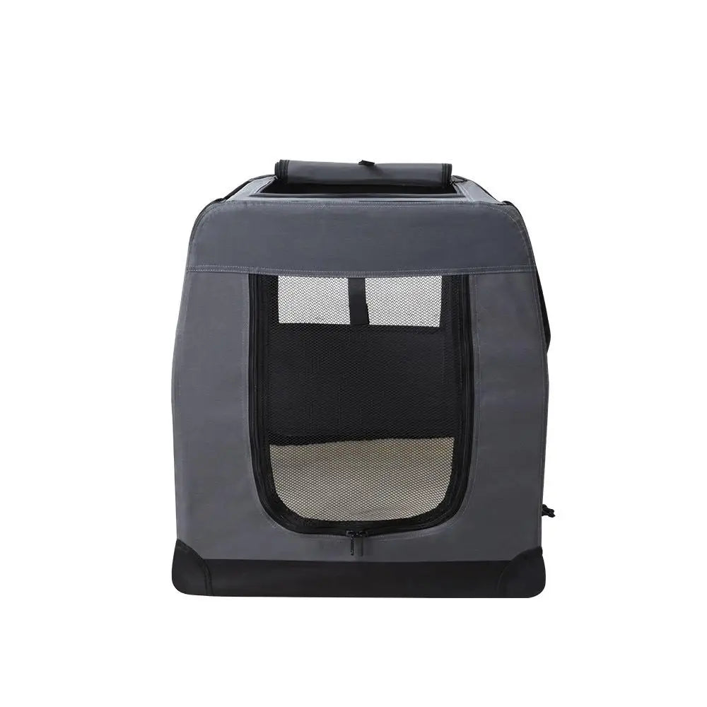 OEM Foldable Pet Carrier Crate Soft-Sided Travel Bag Grey 60x42x42cm