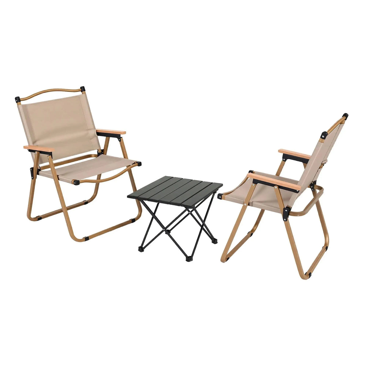 OEM 3 Piece Folding Camping Table Chair Set Beige 40x34.5
