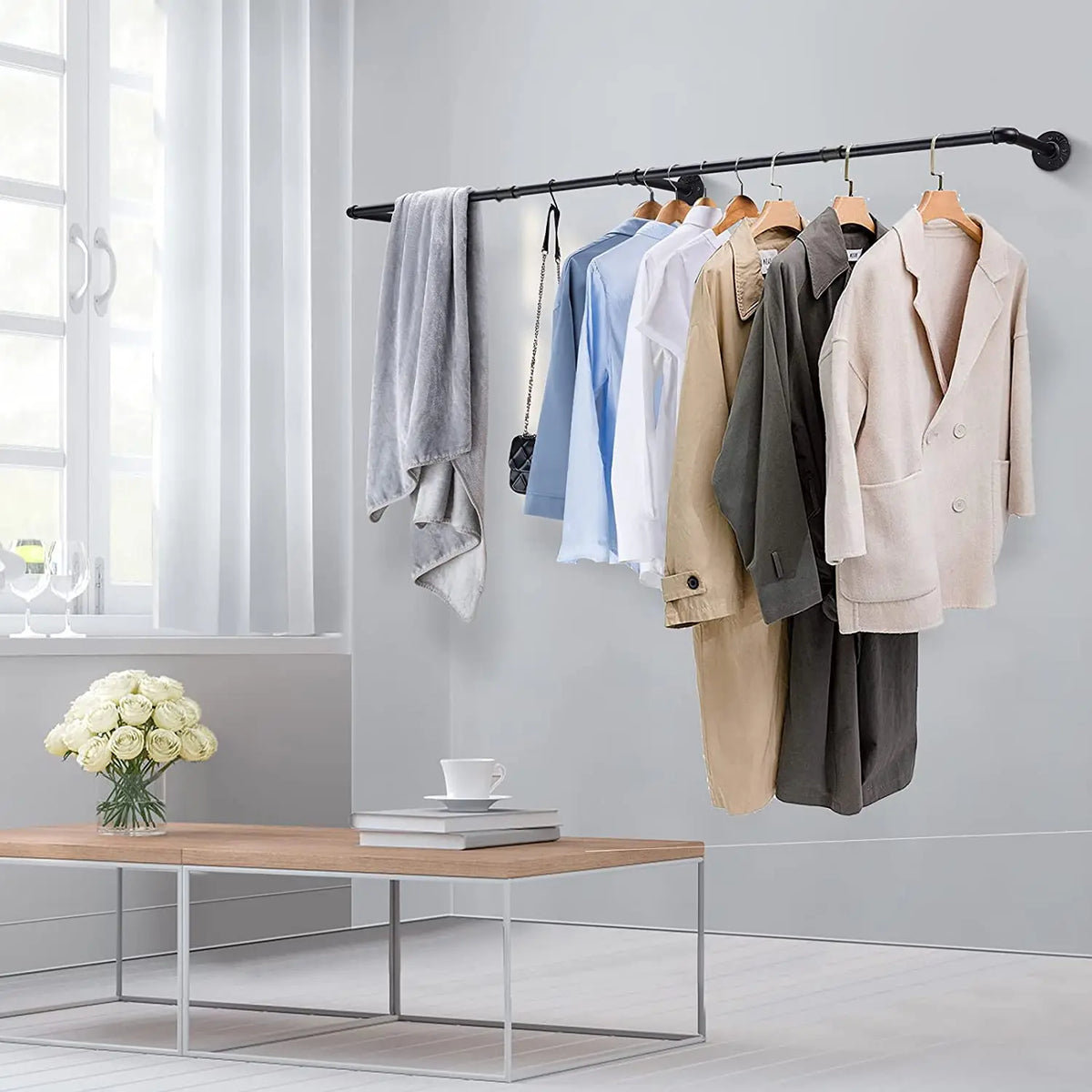 OEM Clothes Rack Wall Mounted Black