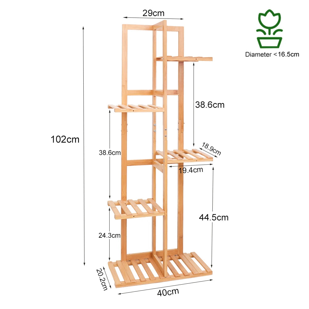 OEM Plant Stand 5-Tier Bamboo Indoor Outdoor Natural 40x20.2x102cm