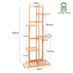 OEM Plant Stand 5-Tier Bamboo Indoor Outdoor Natural 40x20.2x102cm