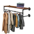 Industrial Pipe Clothing Rack with Shelf - Black