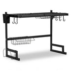 OEM 2-Tier Over Sink Dish Drying Rack Carbon Steel Black 65x33.5x52cm
