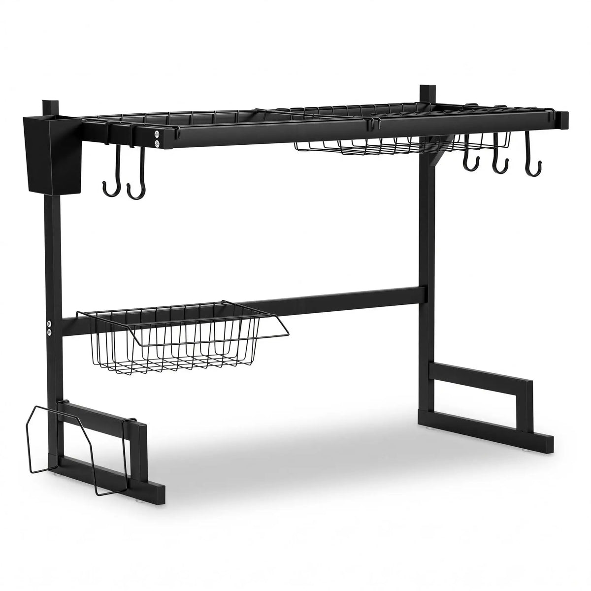 OEM 2-Tier Over Sink Dish Drying Rack Carbon Steel Black 65x33.5x52cm