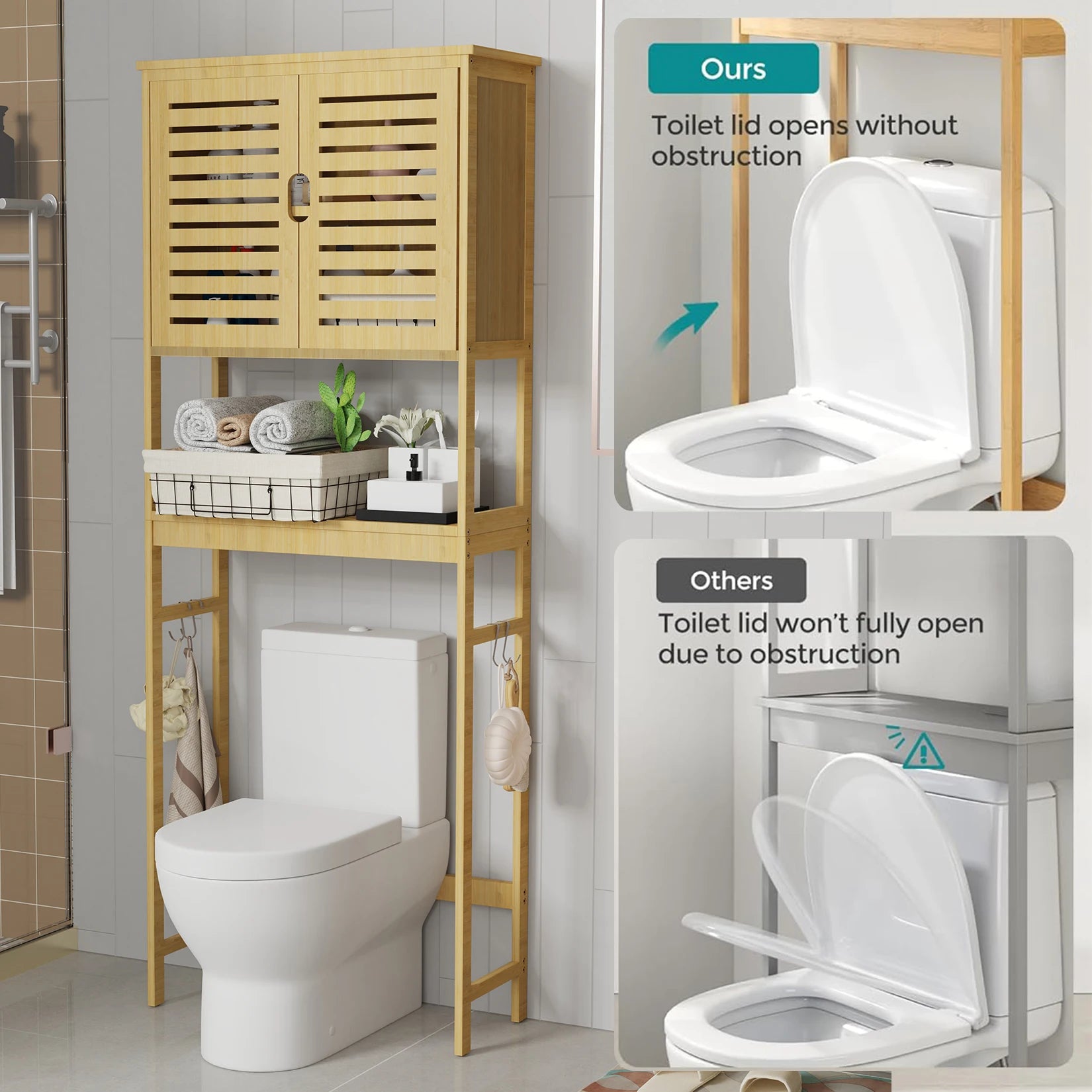 OEM Storage Cabinet Bamboo Design Natural Wood