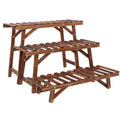 OEM Plant Display Rack 3-Tier Stepped Corner Dark Brown