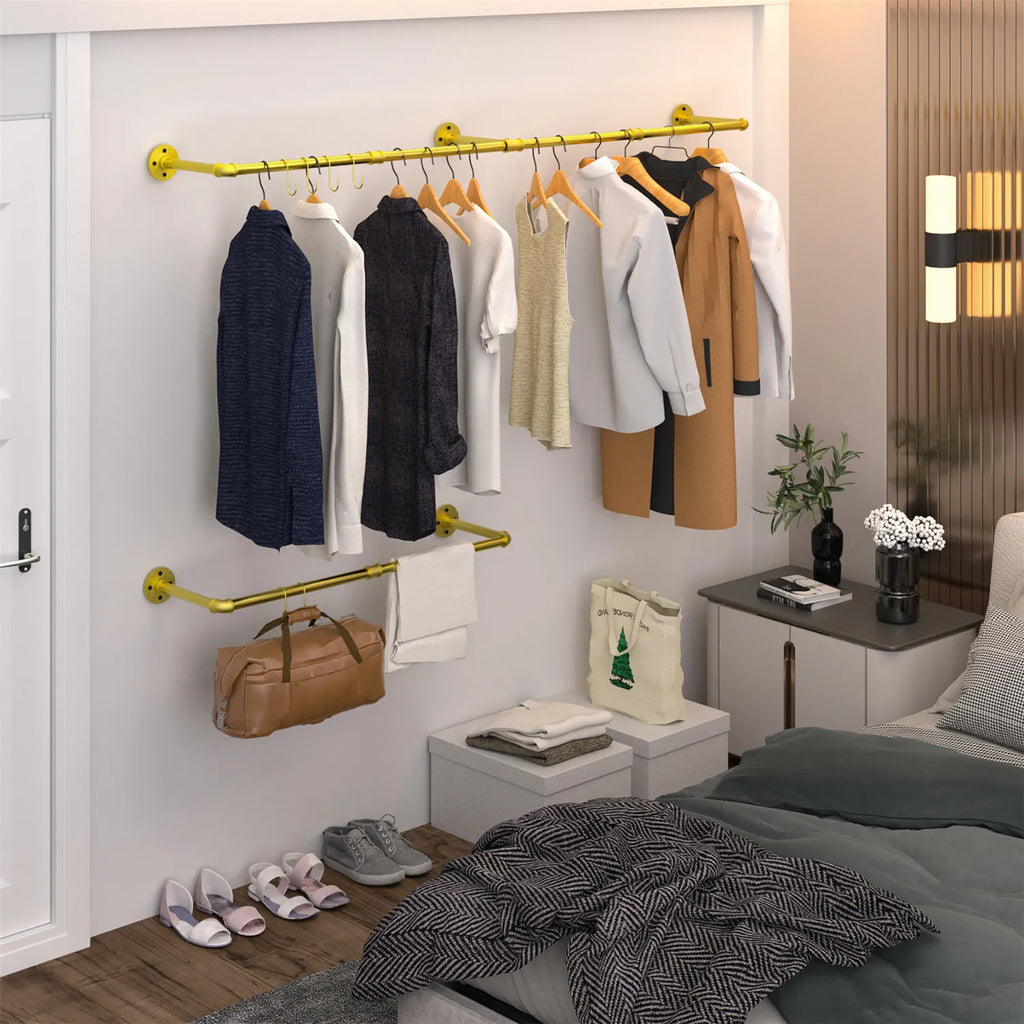 OEM Clothes Hanging Rack Adjustable Length Gold