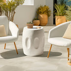 OEM Side Table Lightweight Concrete Faux Terrazzo White