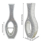OEM Floor Vase Mirrored Crushed Diamond Silver Tall