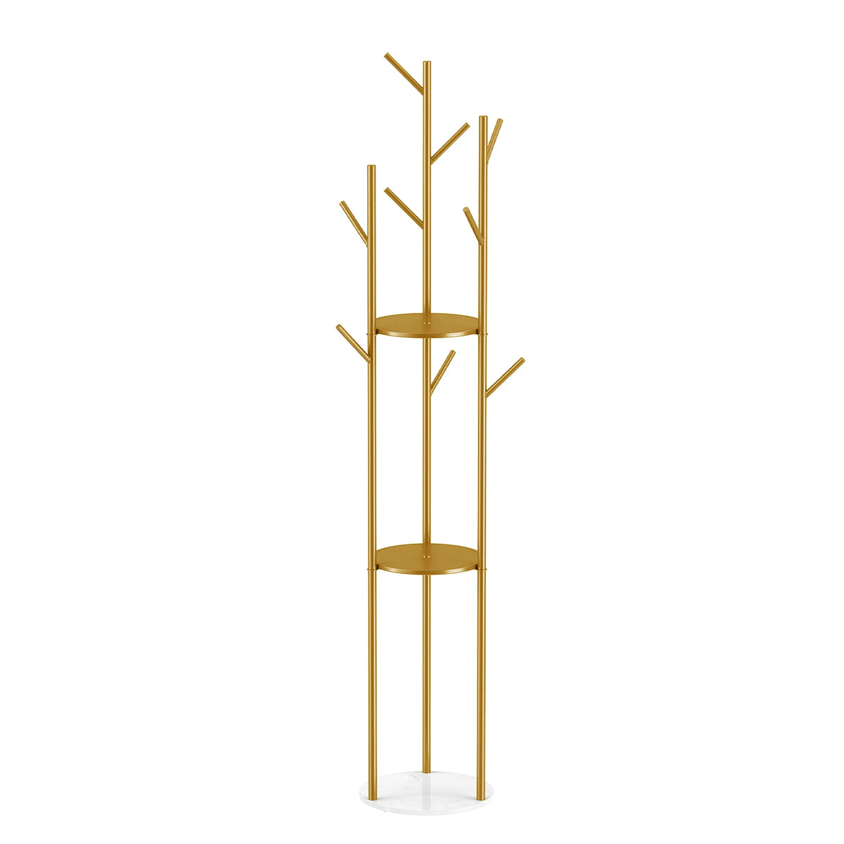 OEM Coat Stand Marble Base 2 Storage Shelves Gold
