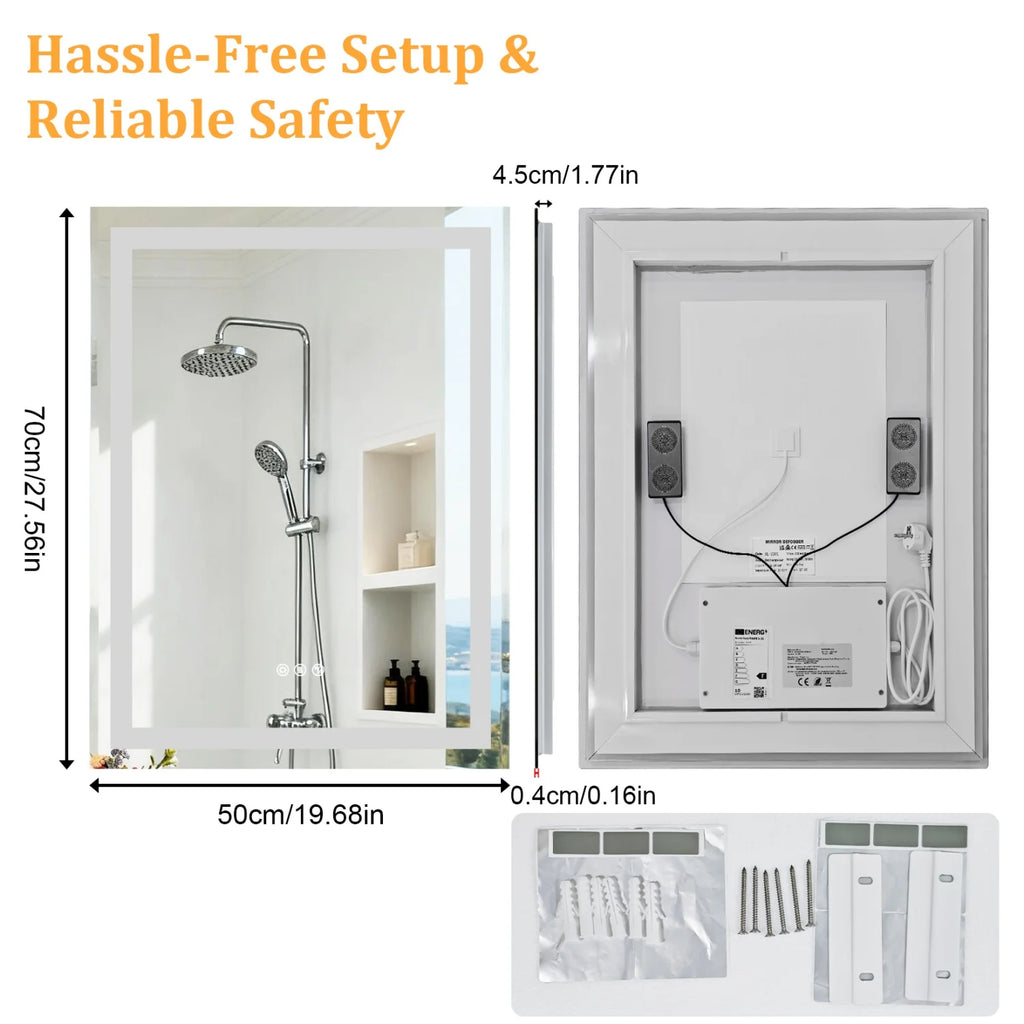 OEM Bathroom Mirror LED Backlit Bluetooth Speaker Silver