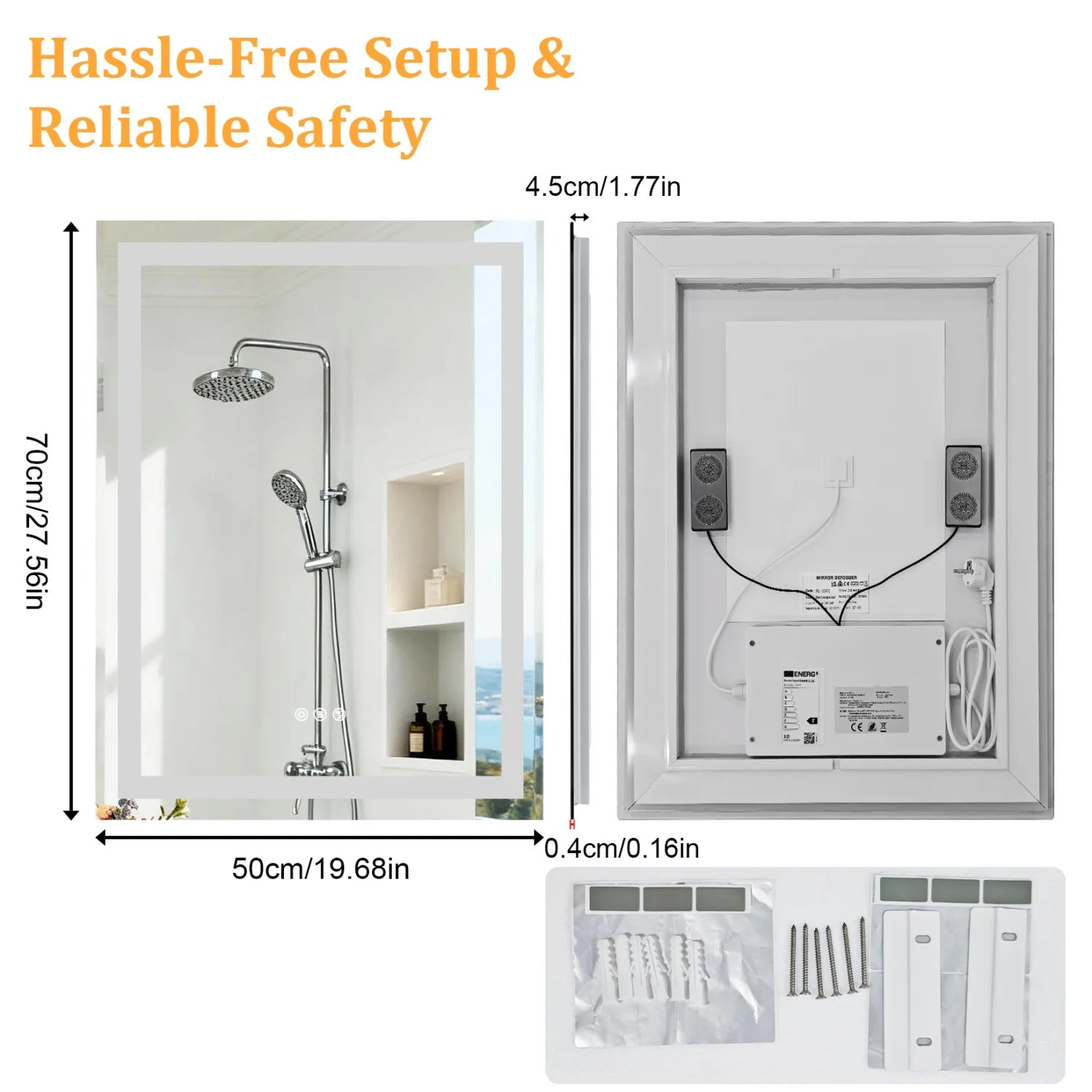 OEM Bathroom Mirror LED Backlit Bluetooth Speaker Silver