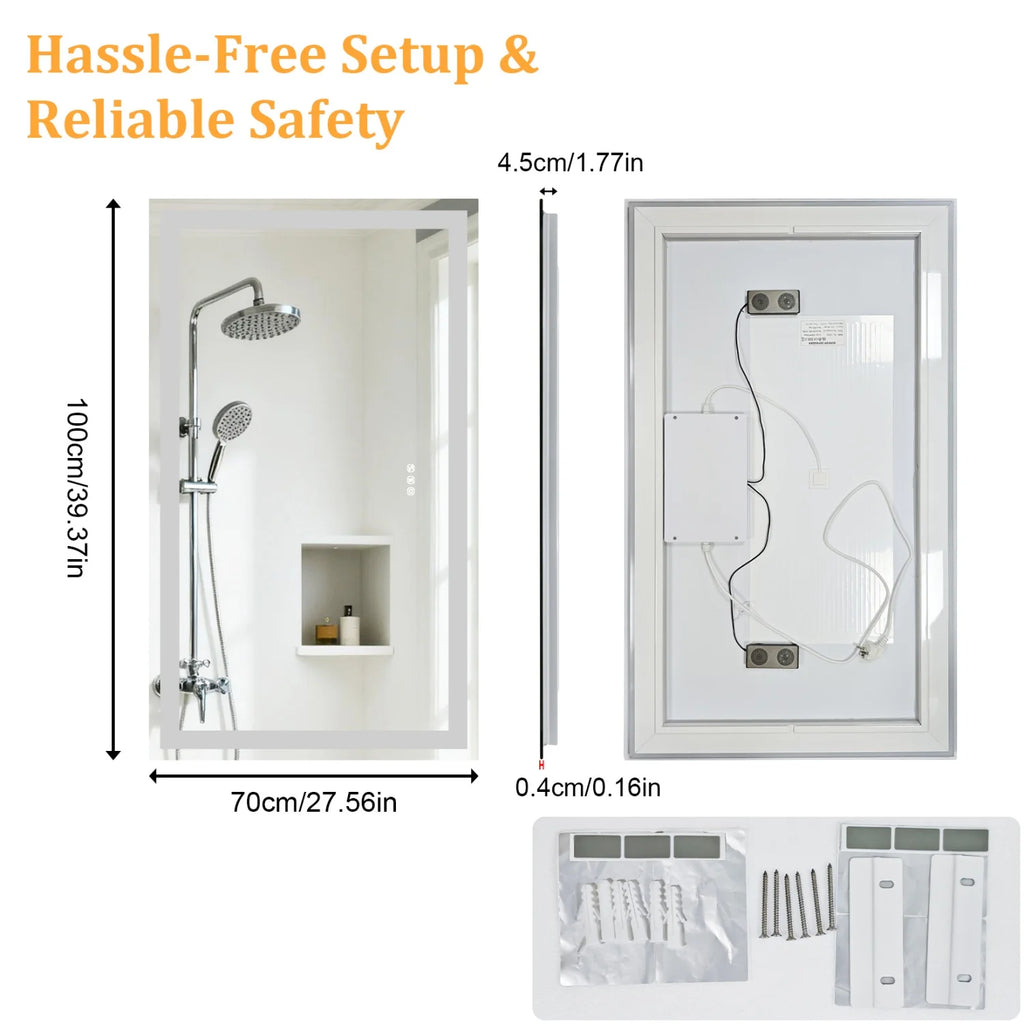 OEM Bathroom Mirror LED Backlit Bluetooth Speaker Silver