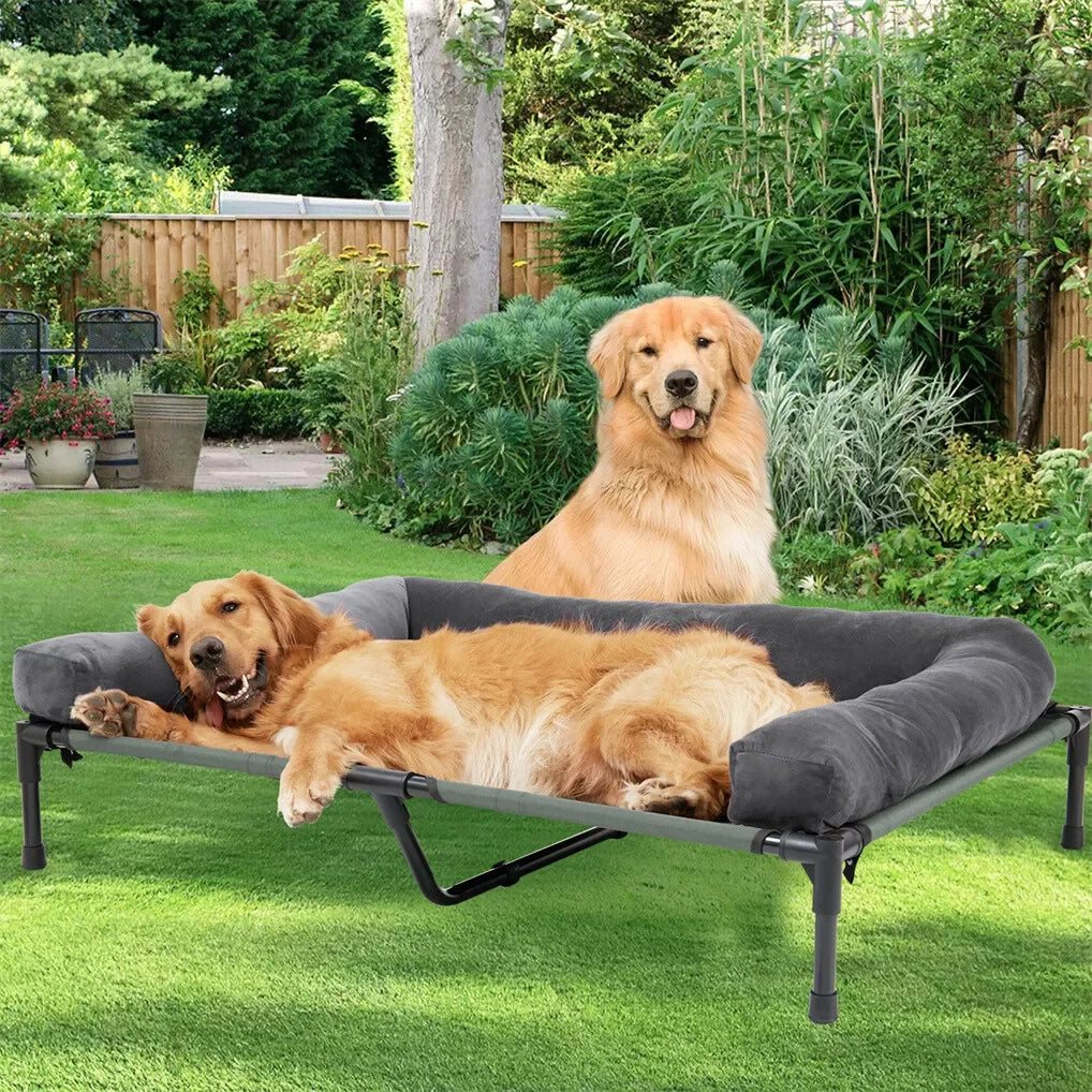 OEM Pet Bed Elevated Cooling Detachable Plush Bolster Gray Large
