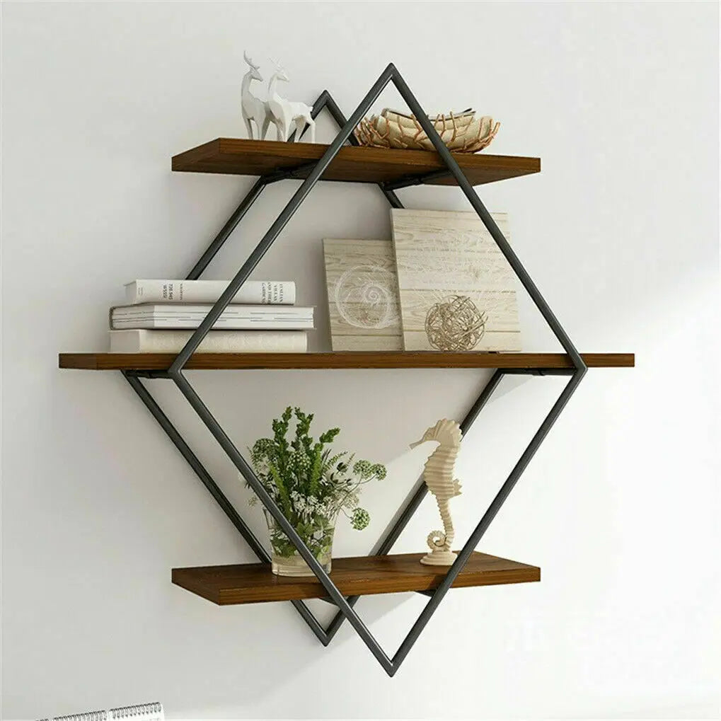 OEM Decorative Wooden Display Shelf Wall Mounted Floating Brown