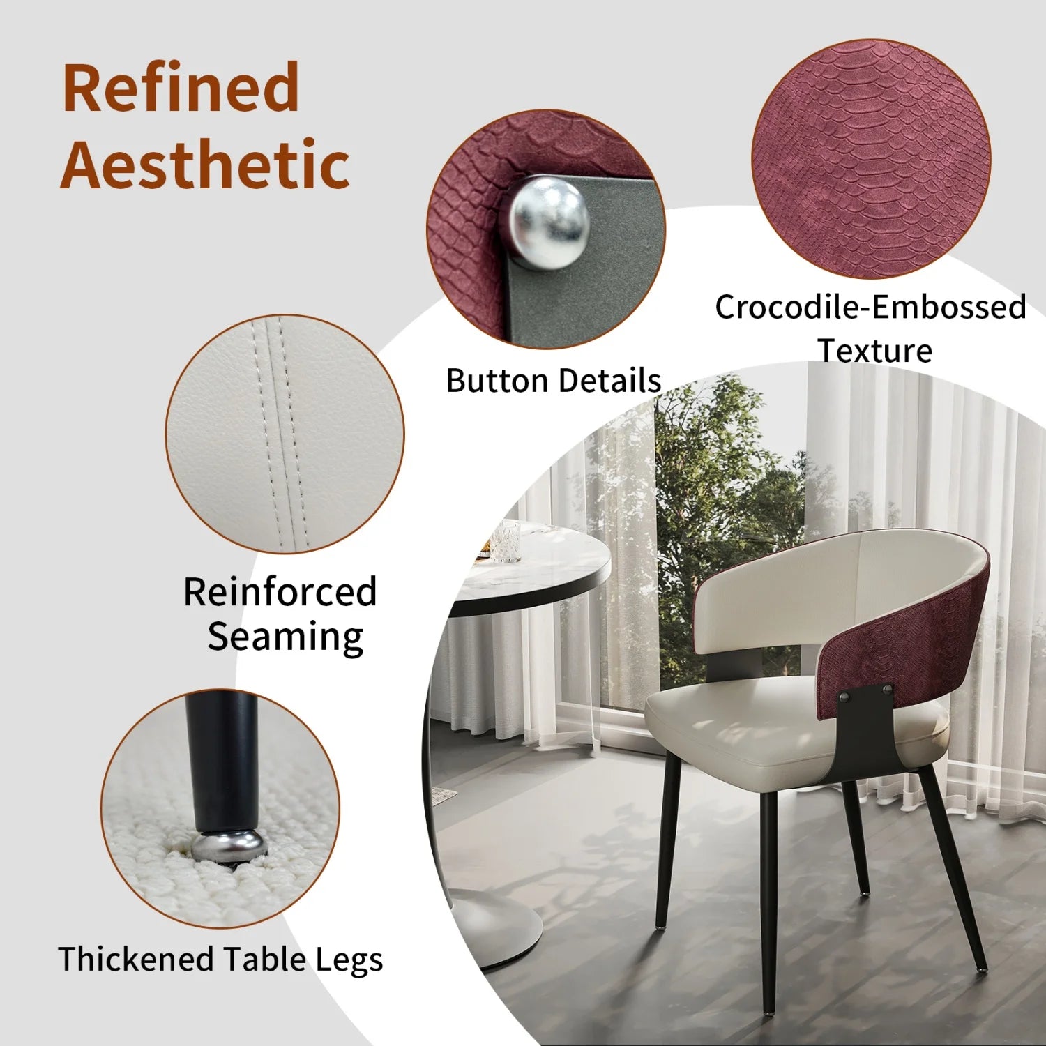 OEM Dining Chairs Microfiber Leather Wide Cushioned Seat Upholstered