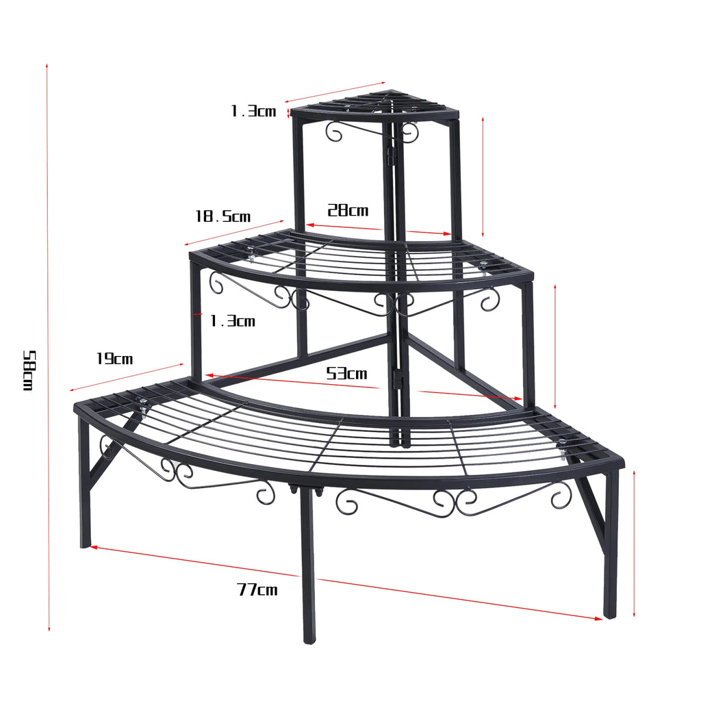 OEM Plant Stand 3-Tier Quarter Round Metal Corner Shelf