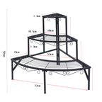 OEM Plant Stand 3-Tier Quarter Round Metal Corner Shelf