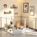 OEM Acrylic Dog Playpen 8 Panels Waterproof Pad Silver 120x120x61cm