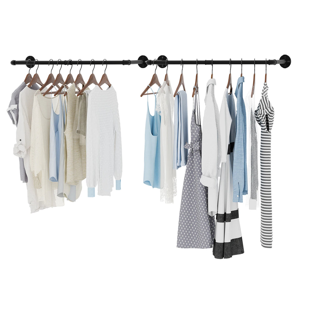 Industrial Pipe Clothes Rail – Wall Mounted - Black