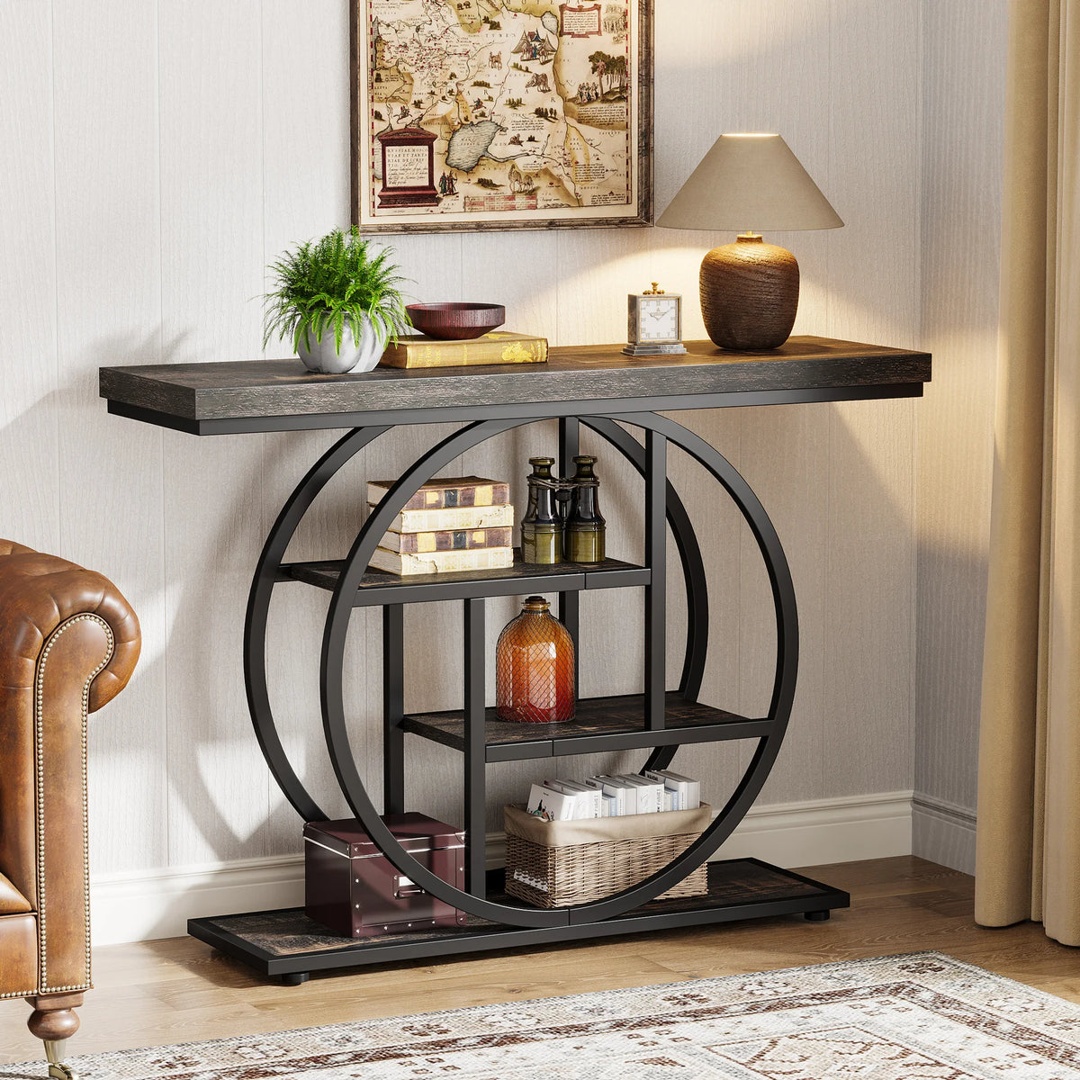 OEM Console Table 4-Tier Storage Black